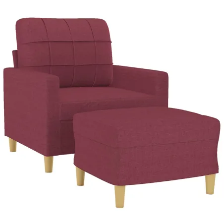 Fauteuil avec repose-pied Rouge bordeaux 60 cm Tissu