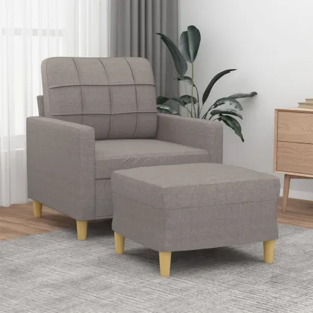 Fauteuil avec repose-pied Taupe 60 cm Tissu