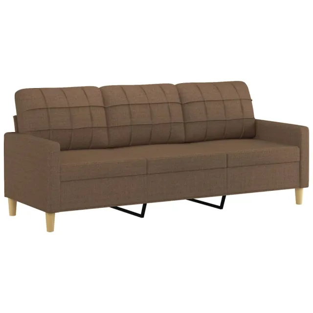 Canapé à 3 places avec repose-pieds Marron 180 cm Tissu