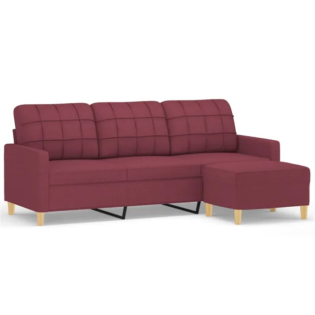 Canapé à 3 places avec repose-pieds Rouge bordeaux 180 cm Tissu