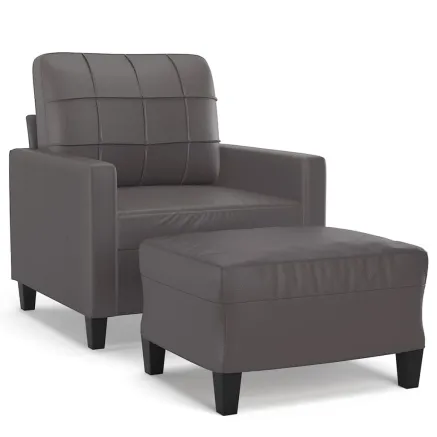 Fauteuil avec repose-pied Gris 60 cm Similicuir 2