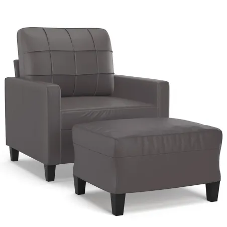 Fauteuil avec repose-pied Gris 60 cm Similicuir