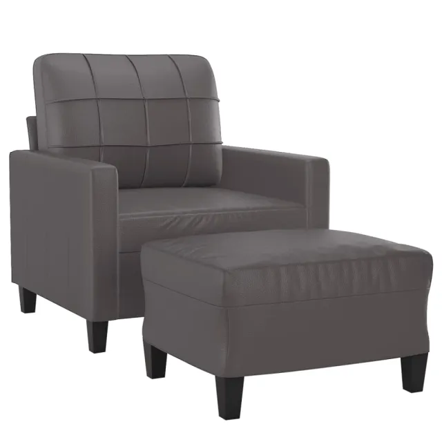Fauteuil avec repose-pied Gris 60 cm Similicuir