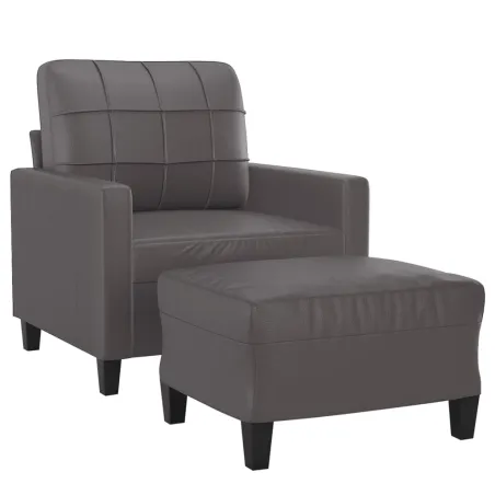Fauteuil avec repose-pied Gris 60 cm Similicuir