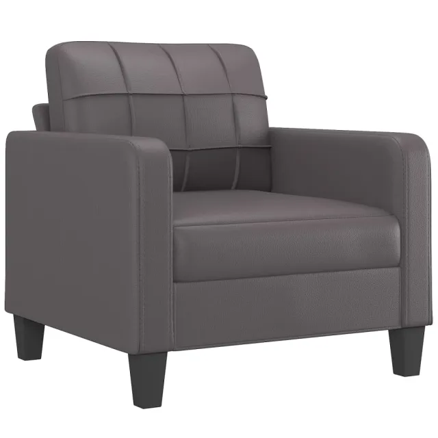 Fauteuil avec repose-pied Gris 60 cm Similicuir