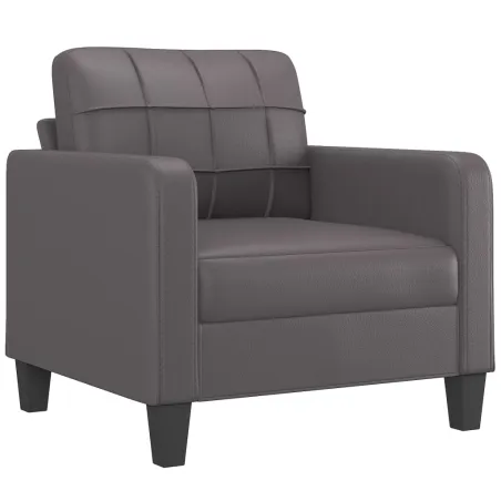 Fauteuil avec repose-pied Gris 60 cm Similicuir
