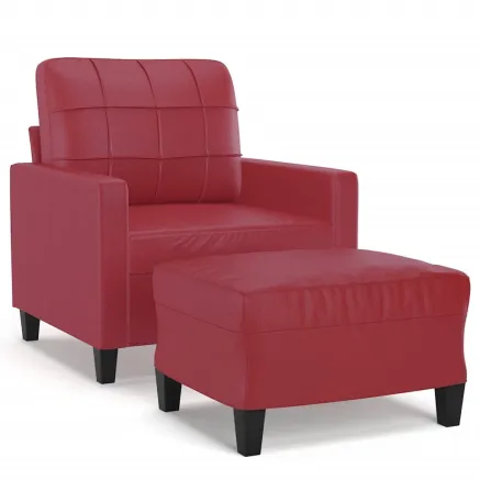 Fauteuil avec repose-pied Rouge bordeaux 60 cm Similicuir 2