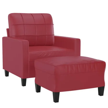 Fauteuil avec repose-pied Rouge bordeaux 60 cm Similicuir