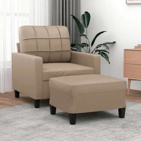 Fauteuil avec repose-pied Cappuccino 60 cm Similicuir