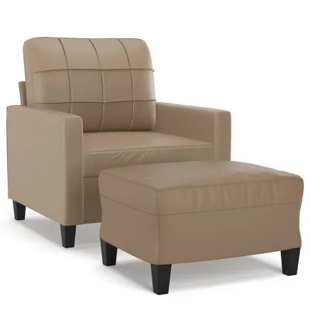 Fauteuil avec repose-pied Cappuccino 60 cm Similicuir 2
