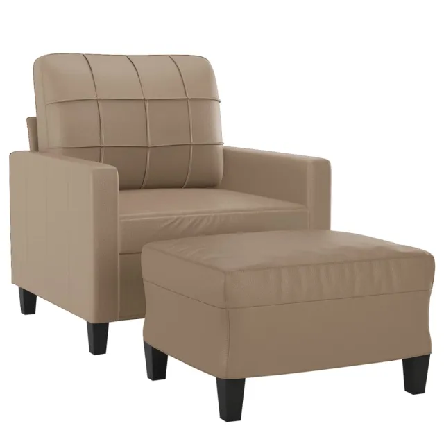 Fauteuil avec repose-pied Cappuccino 60 cm Similicuir