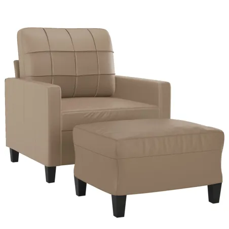 Fauteuil avec repose-pied Cappuccino 60 cm Similicuir