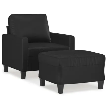 Fauteuil avec repose-pied Noir 60 cm Similicuir 2