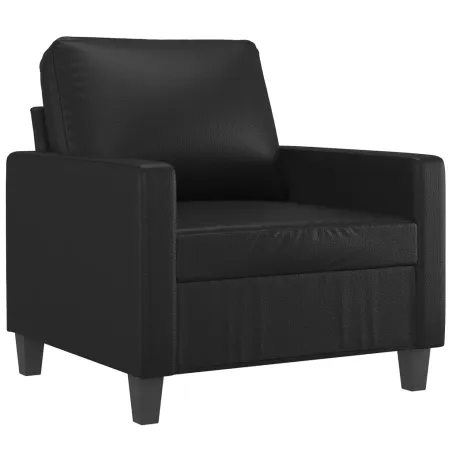 Fauteuil avec repose-pied Noir 60 cm Similicuir