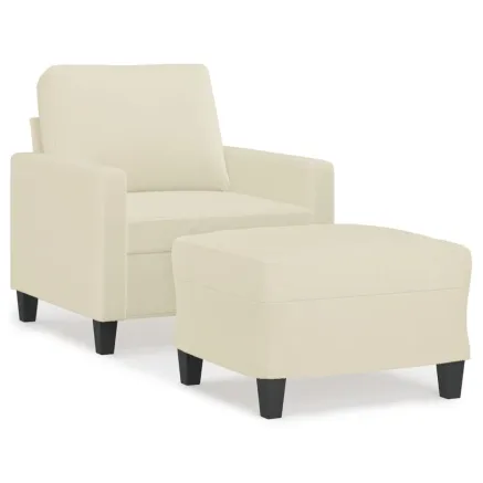 Fauteuil avec repose-pied Crème 60 cm Similicuir 2