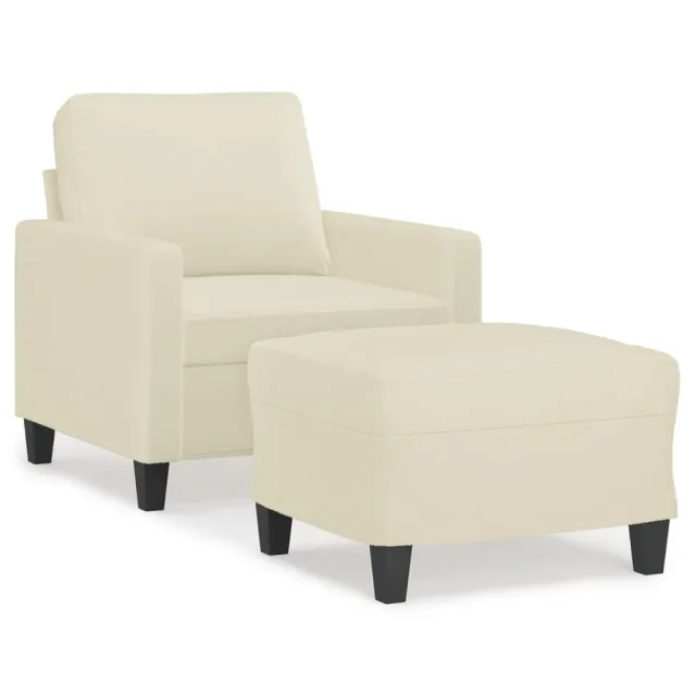 Fauteuil avec repose-pied Crème 60 cm Similicuir