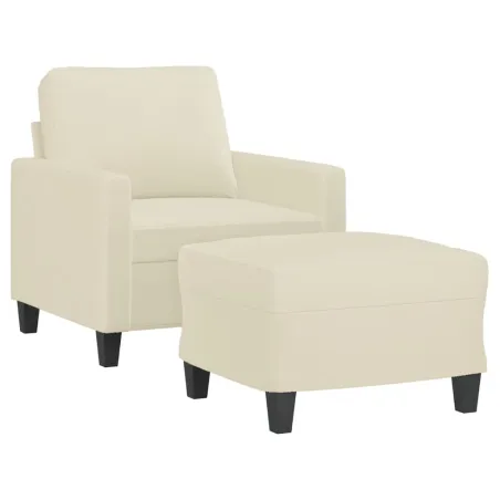 Fauteuil avec repose-pied Crème 60 cm Similicuir