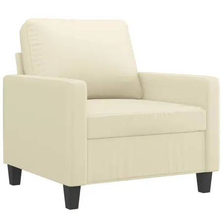 Fauteuil avec repose-pied Crème 60 cm Similicuir