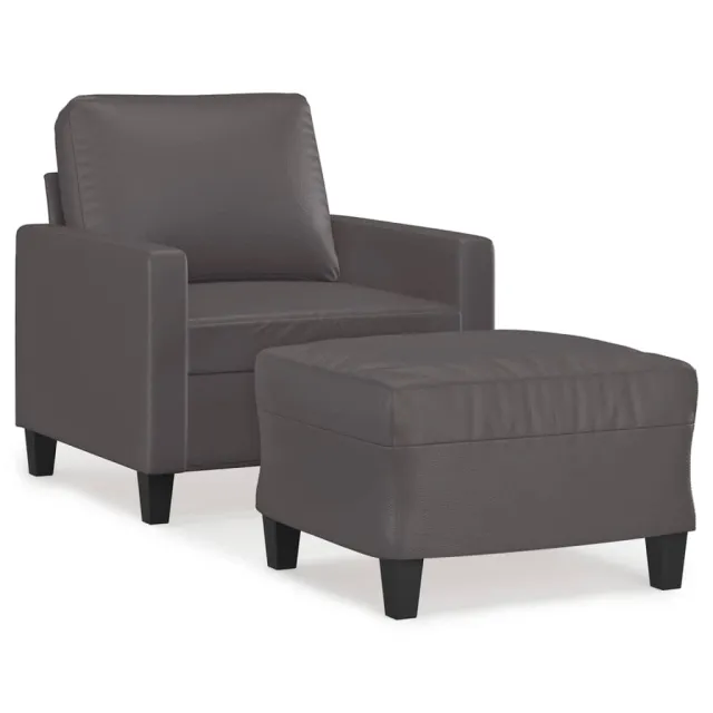 Fauteuil avec repose-pied Gris 60 cm Similicuir