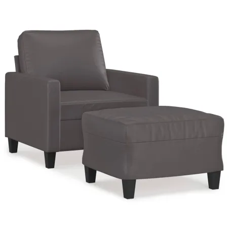 Fauteuil avec repose-pied Gris 60 cm Similicuir