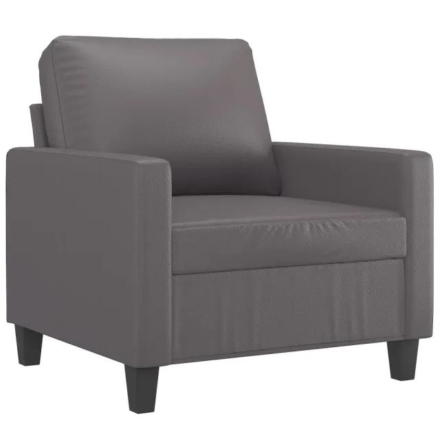 Fauteuil avec repose-pied Gris 60 cm Similicuir