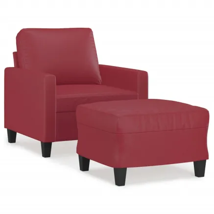 Fauteuil avec repose-pied Rouge bordeaux 60 cm Similicuir 2