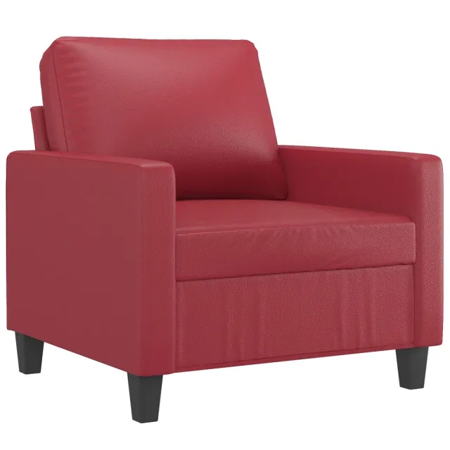 Fauteuil avec repose-pied Rouge bordeaux 60 cm Similicuir