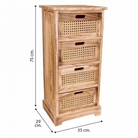 Caisson à Tiroirs Alexandra House Living Canne Bois de paulownia 29 x