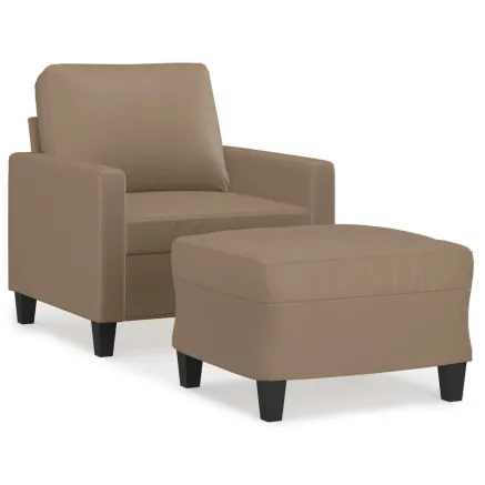 Fauteuil avec repose-pied Cappuccino 60 cm Similicuir 2