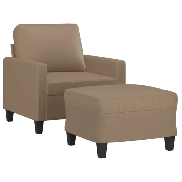 Fauteuil avec repose-pied Cappuccino 60 cm Similicuir