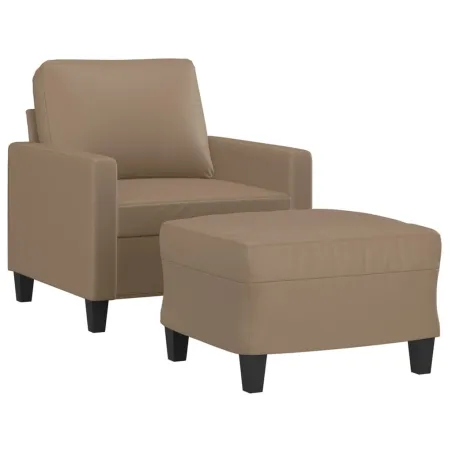 Fauteuil avec repose-pied Cappuccino 60 cm Similicuir