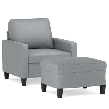 Fauteuil avec repose-pied Gris clair 60 cm Tissu 2