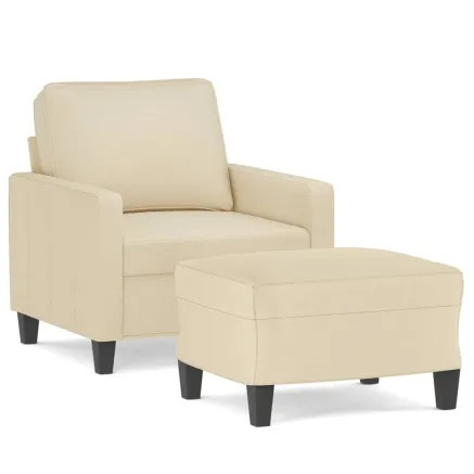 Fauteuil avec repose-pied Crème 60 cm Tissu 2