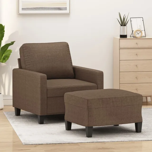 Fauteuil avec repose-pied Marron 60 cm Tissu