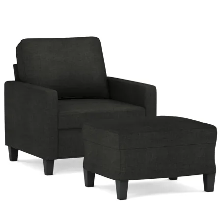 Fauteuil avec repose-pied Noir 60 cm Tissu