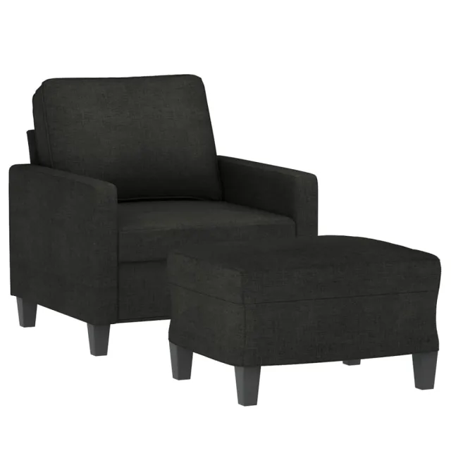 Fauteuil avec repose-pied Noir 60 cm Tissu