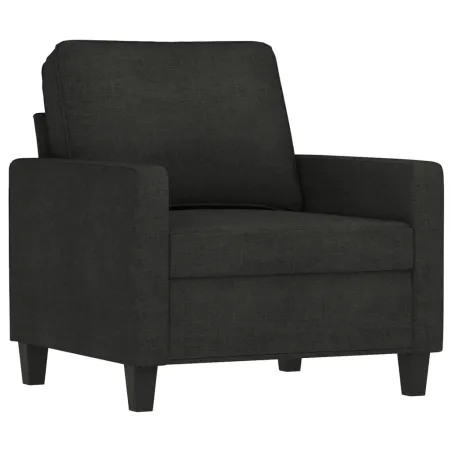 Fauteuil avec repose-pied Noir 60 cm Tissu