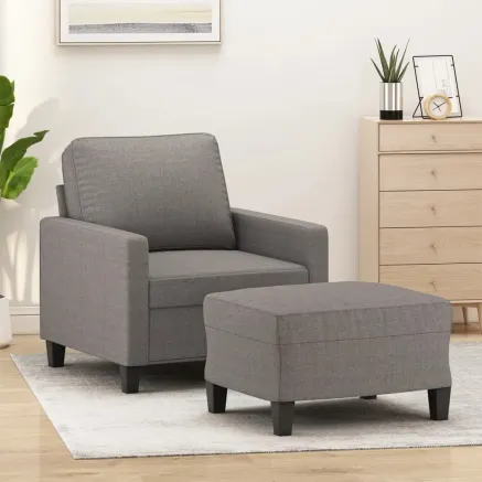 Fauteuil avec repose-pied Taupe 60 cm Tissu