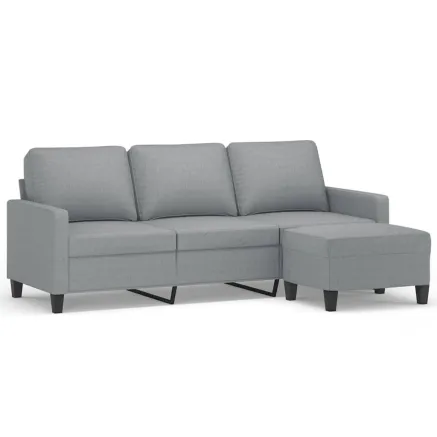 Canapé à 3 places avec repose-pieds Gris clair 180 cm Tissu 2