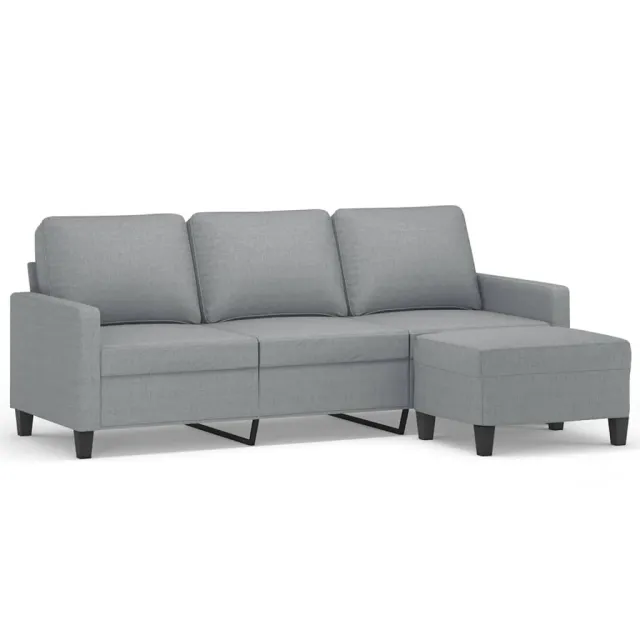 Canapé à 3 places avec repose-pieds Gris clair 180 cm Tissu