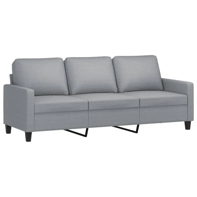 Canapé à 3 places avec repose-pieds Gris clair 180 cm Tissu
