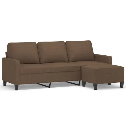 Canapé à 3 places avec repose-pieds Marron 180 cm Tissu 2