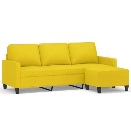 Canapé à 3 places avec repose-pieds Jaune clair 180 cm Tissu 2