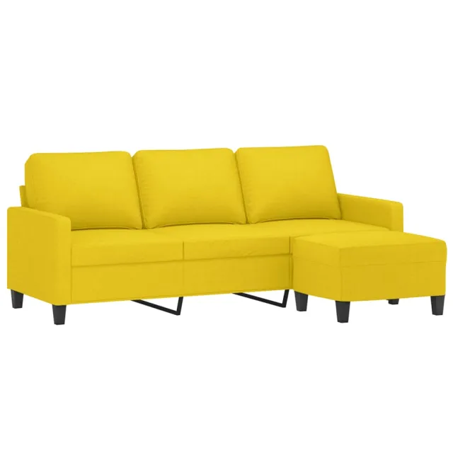 Canapé à 3 places avec repose-pieds Jaune clair 180 cm Tissu