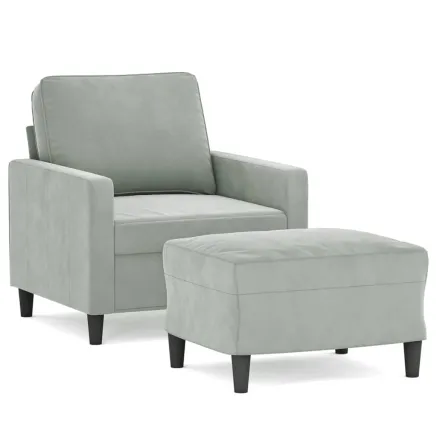 Fauteuil avec repose-pied Gris clair 60 cm Velours 2