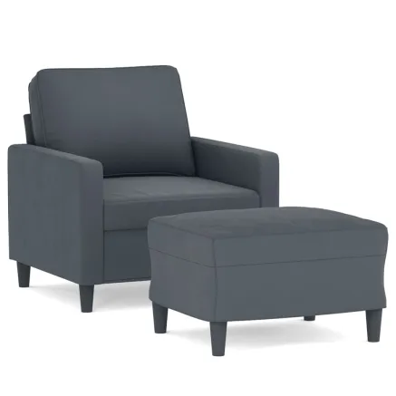 Fauteuil avec repose-pied Gris foncé 60 cm Velours 2