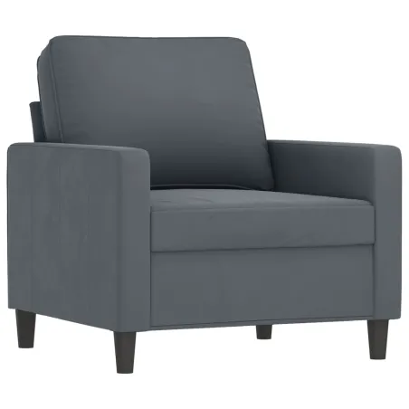 Fauteuil avec repose-pied Gris foncé 60 cm Velours