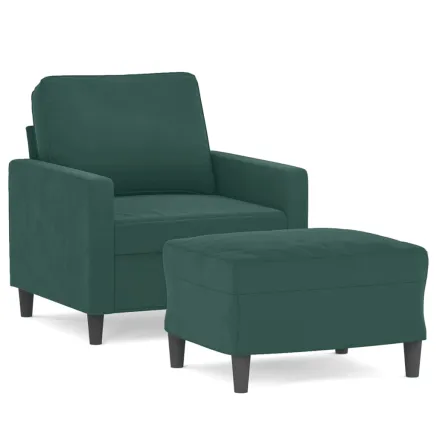 Fauteuil avec repose-pied Vert foncé 60 cm Velours 2