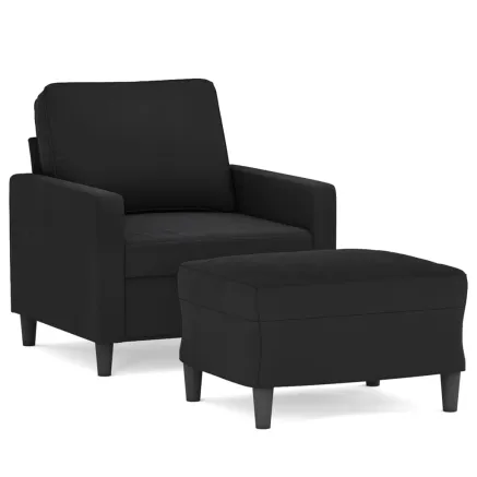 Fauteuil avec repose-pied Noir 60 cm Velours 2