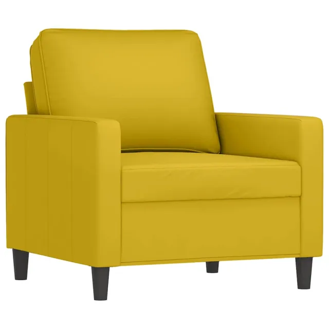 Fauteuil avec repose-pied jaune 60 cm velours